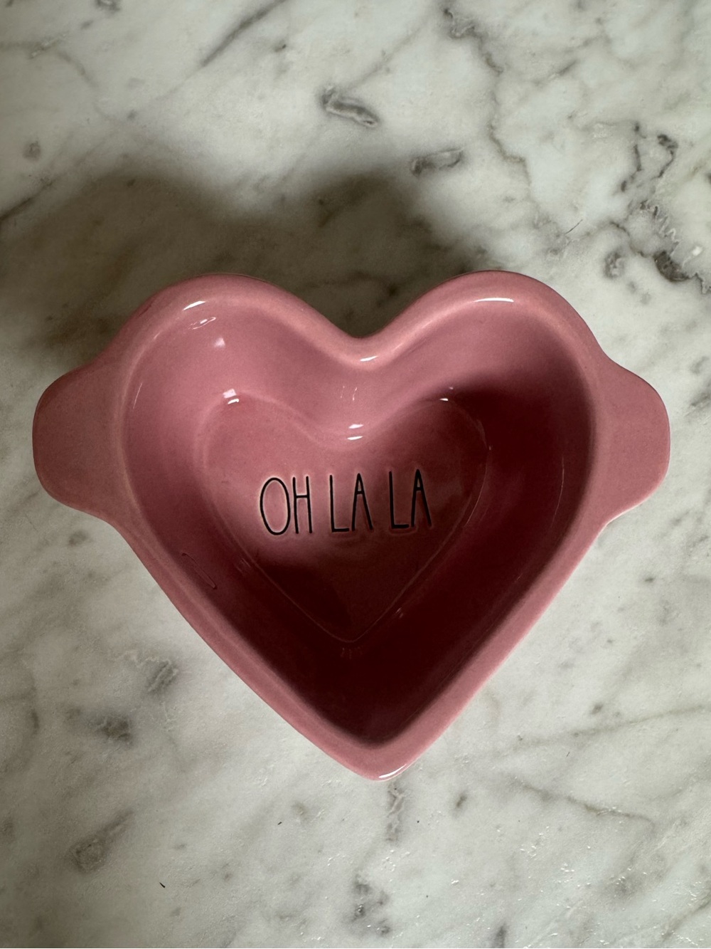 Rae Dunn Pink Heart Dish – "OH LA LA" Ceramic Trinket Bowl